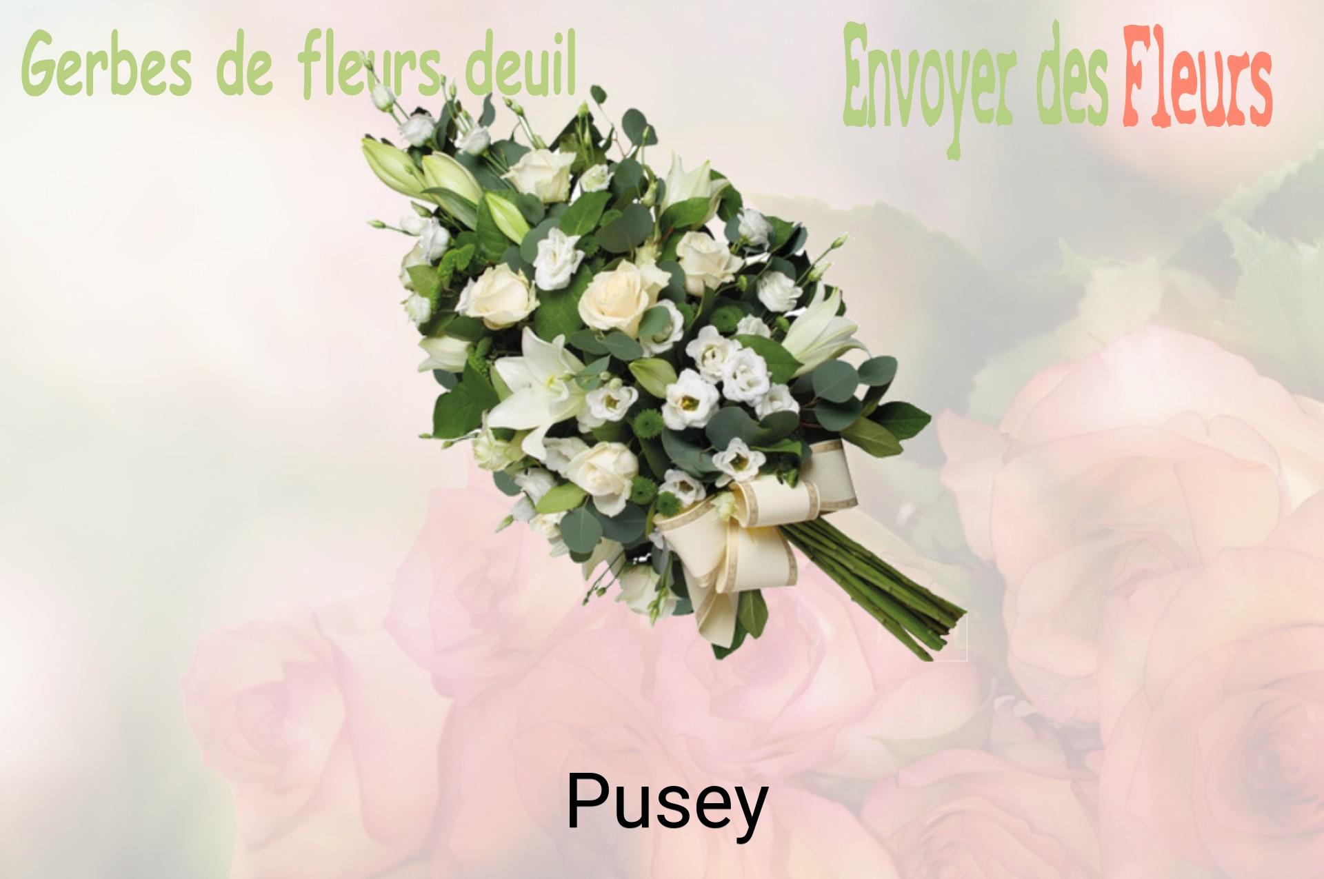 Gerbe de fleurs de deuil livrée à Pusey